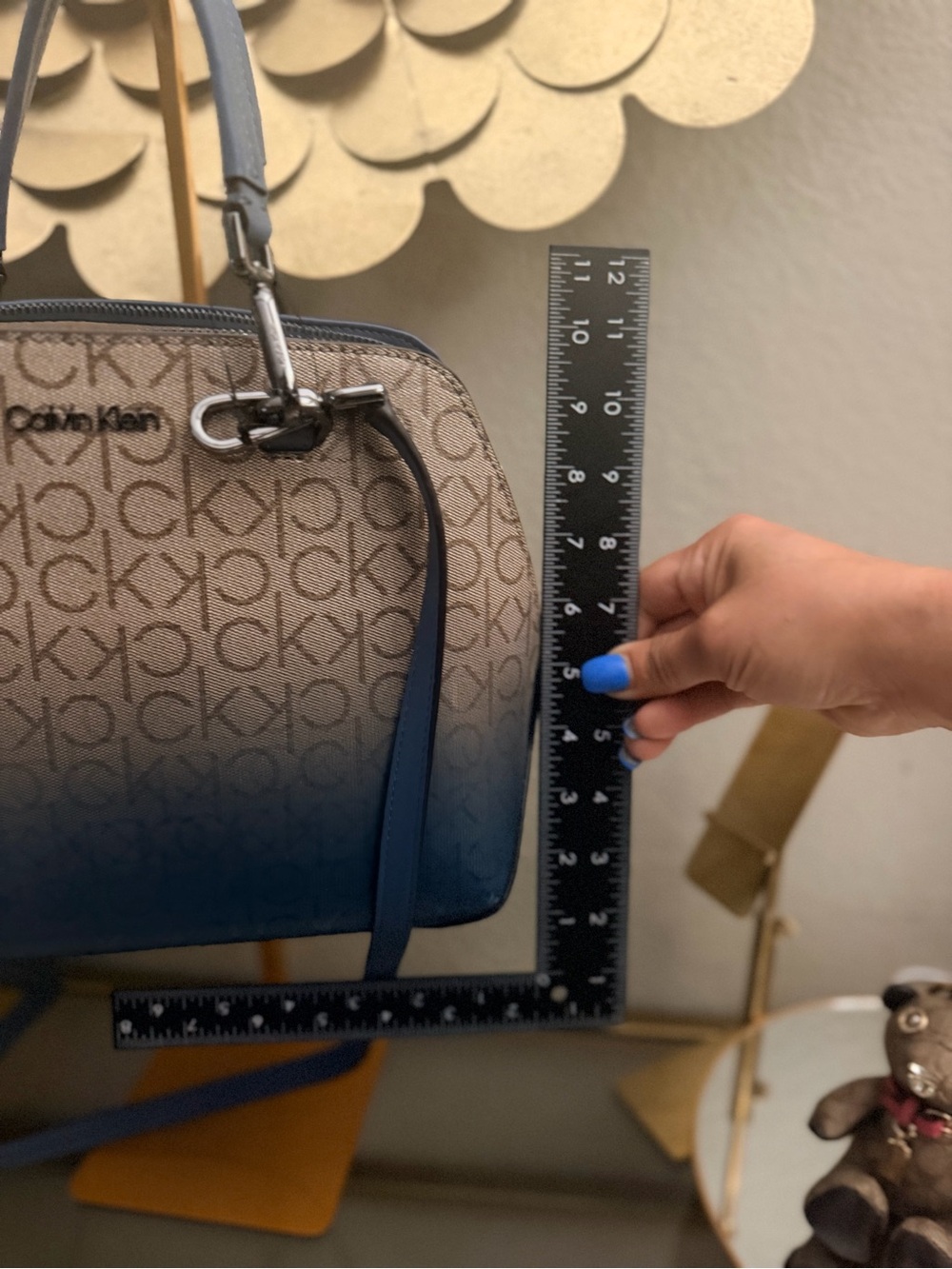 Calvin Klein Blue Ombré Monogram Satchel Crossbody Bag NWT w/ Dust Bag - Picture 10 of 14